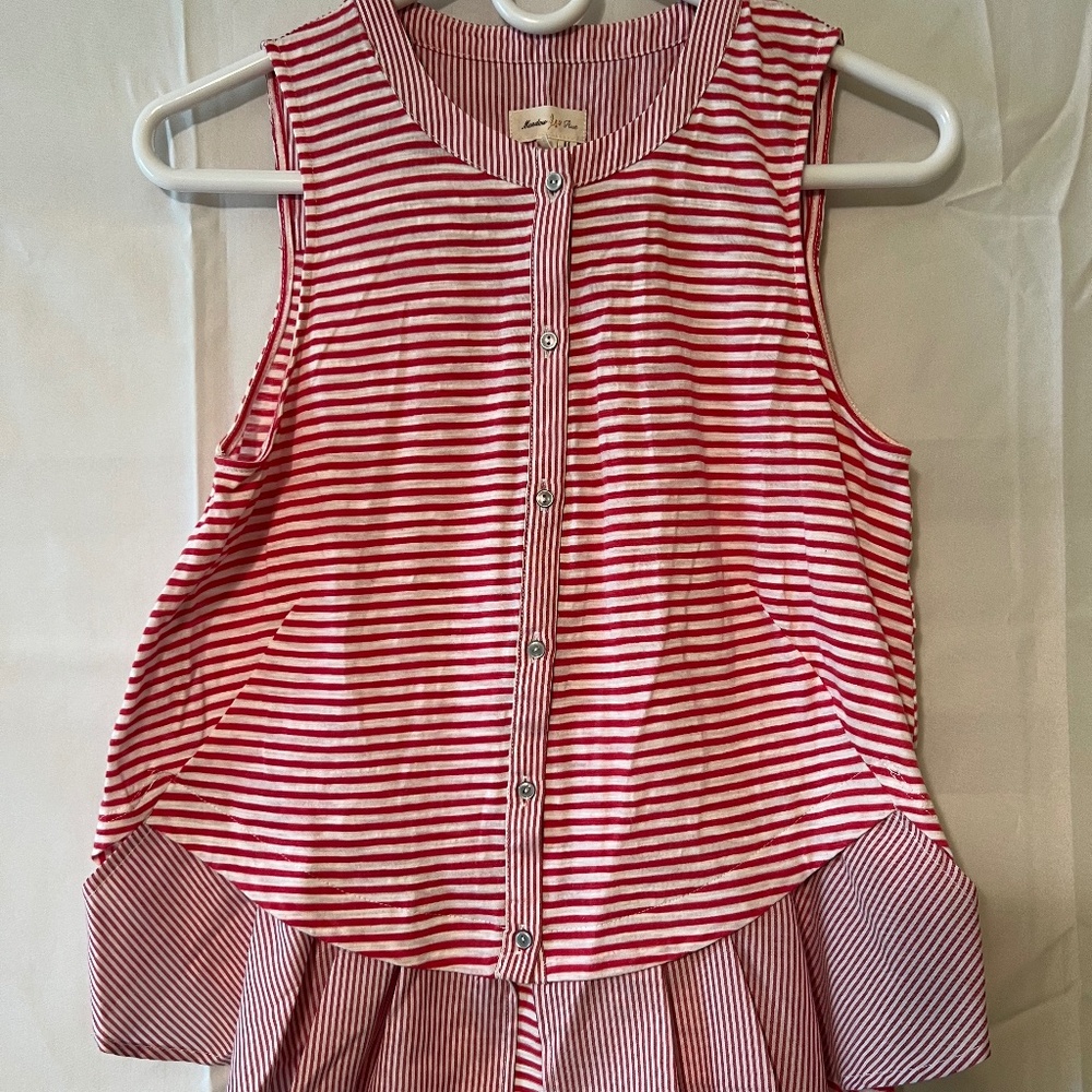 Meadow Rue (Anthropologie) sleeveless red and white shirt